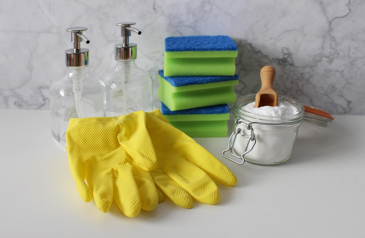 Professional cleaner working in a modern home